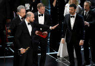 <p>The Academy Awards were nothing short of boring this year as <em>La La Land</em> won Best Picture … until it didn’t. Shortly after the Emma Stone/Ryan Gosling film was awarded the top prize, it turned out the real winner was <em>Moonlight</em>. The confusion happened onstage after Warren Beatty and Faye Dunaway were handed the wrong envelope by two <a rel="nofollow noopener" href="http://people.com/awards/oscars-2017-accountant-tweeted-minutes-before-best-picture-flub/" target="_blank" data-ylk="slk:social media-loving;elm:context_link;itc:0;sec:content-canvas" class="link ">social media-loving</a> accountants. Host Jimmy Kimmel had to correct the mistake while the <em>La La Land</em> crew was onstage, announcing the real winner to a stunned audience of A-listers. (Photo: Getty Images) </p>