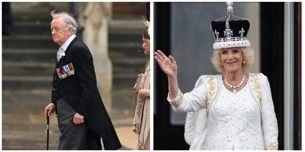 A split image of Andrew Parker Bowles and Queen Camilla.