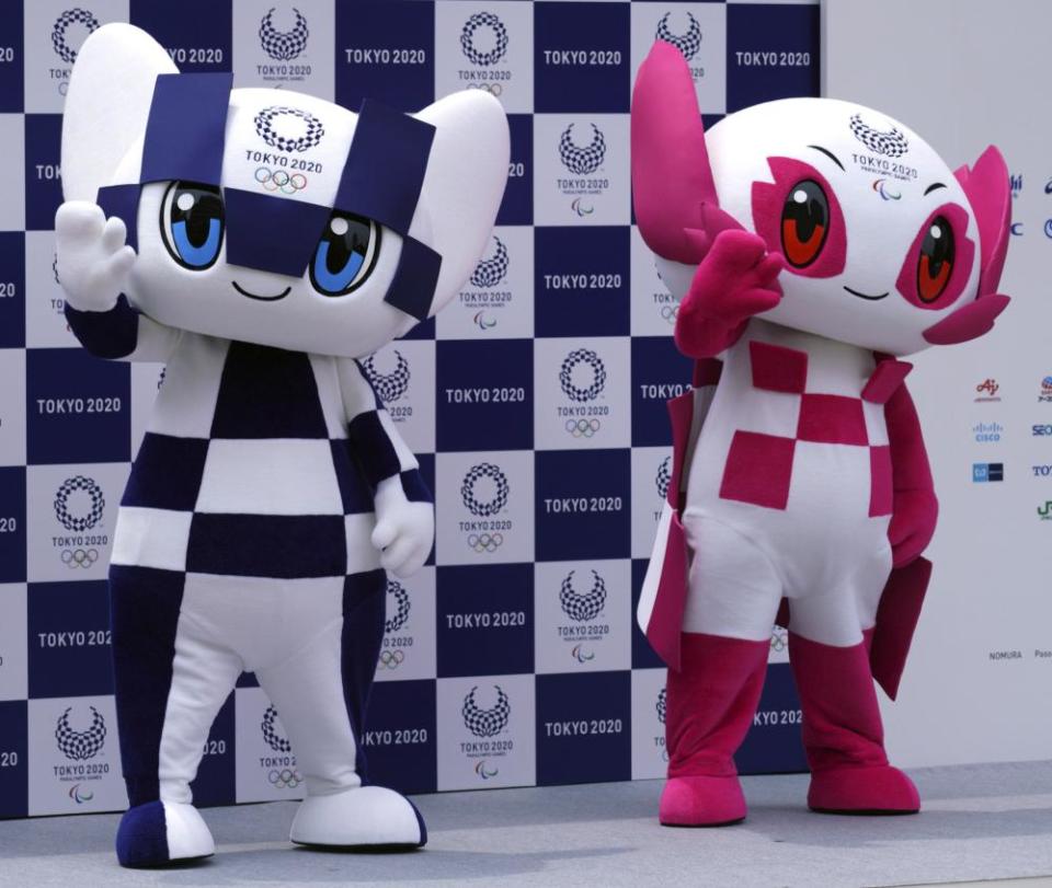 Olympic mascot “Miraitowa”, left, and the Paralympic mascot “Someity” make their debut last December.