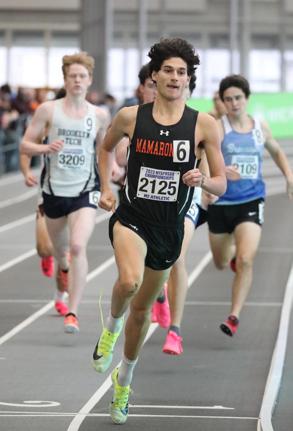 Matthew Doherty from Mamaroneck competes in the boys 1000 meter run during the New York State Indoor Track and Field Championships, at the Ocean Breeze Athletic Complex on Staten Island, March 4, 2023. 