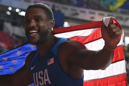 USA's Justin Gatlin finally won at the age of 37 the one world sprint medal to elude him 4x100m relay gold