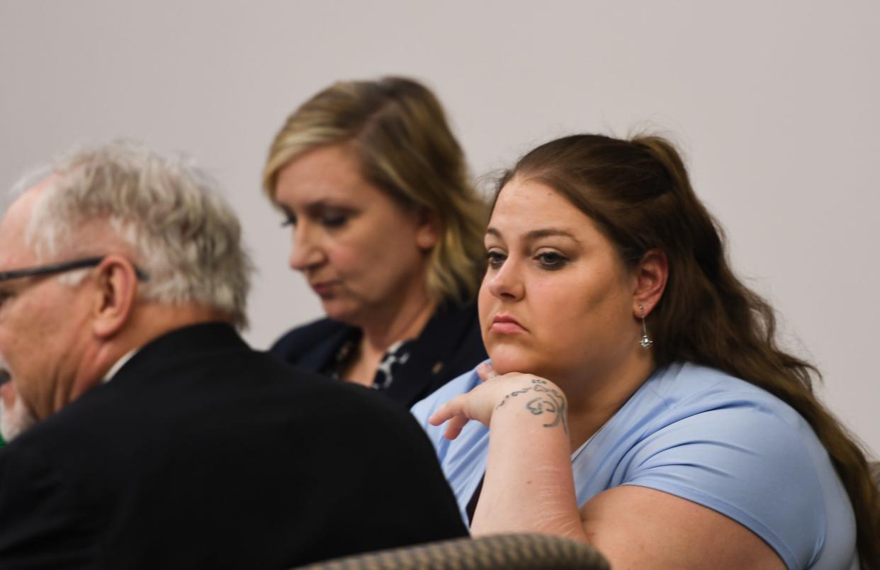 Jessica Bice, right, appears in Judge Clinton Canady's courtroom, Wednesday, May 17, 2023.