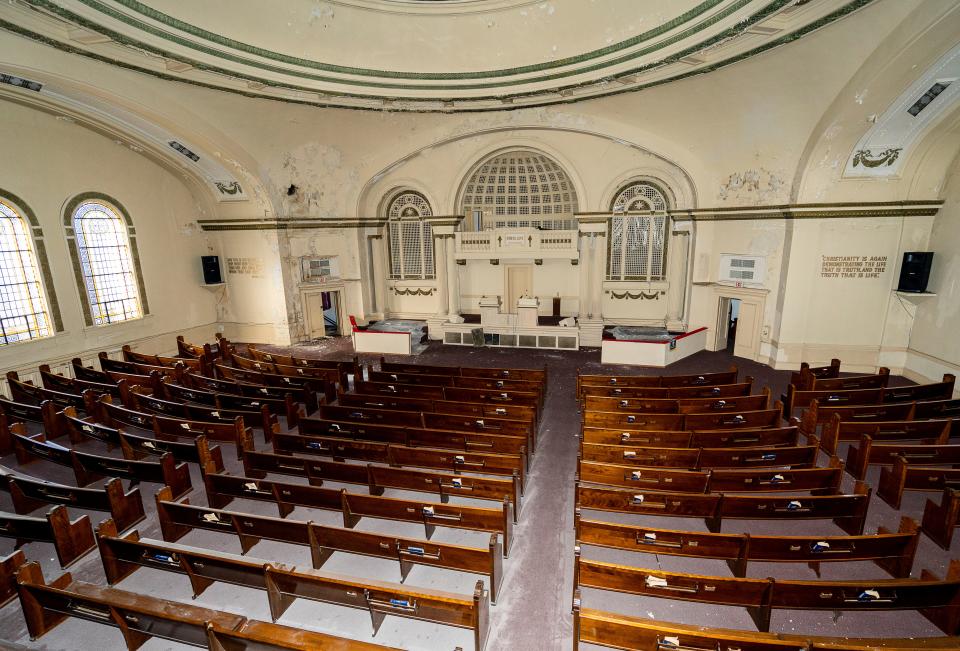 The massive interior of St. Luke Emanuel Missionary Baptist Church on Wednesday March 6, 2024, in Milwaukee, Wis.