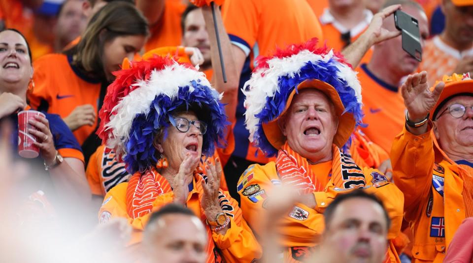 Not your typical hooligans. <a href="https://www.gettyimages.co.uk/detail/news-photo/fans-gather-at-the-stadium-to-support-their-teams-prior-to-news-photo/2160869721?adppopup=true" rel="nofollow noopener" target="_blank" data-ylk="slk:Jose Breton/Anadolu via Getty Images;elm:context_link;itc:0;sec:content-canvas" class="link ">Jose Breton/Anadolu via Getty Images</a>