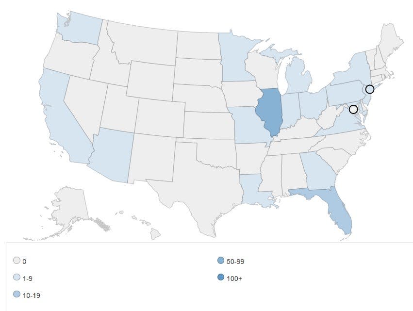 Cases of measles across the U.S. as of April 11, 2024.