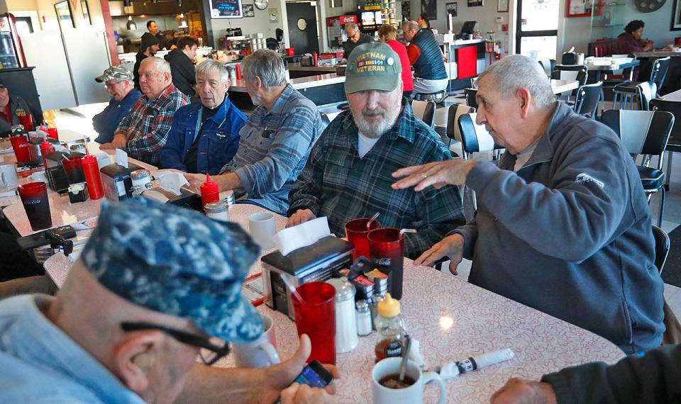 Veterans from Marshfield and nearby towns gather for lunch weekly at the Brant Rock Hop in Marshfield. Tuesday, Jan. 10, 2023.