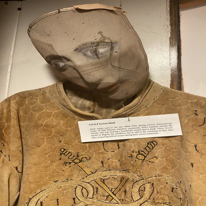 circa 1920s mesh face mask used by a cult in the Graveface Museum