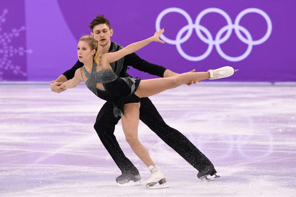 Ekaterina Alexandrovskaya is pictured with her pairs partner Harley Windsor at the 2018 Winter Olympics, where they represented Australia.  (Photo: JUNG YEON-JE via Getty Images)