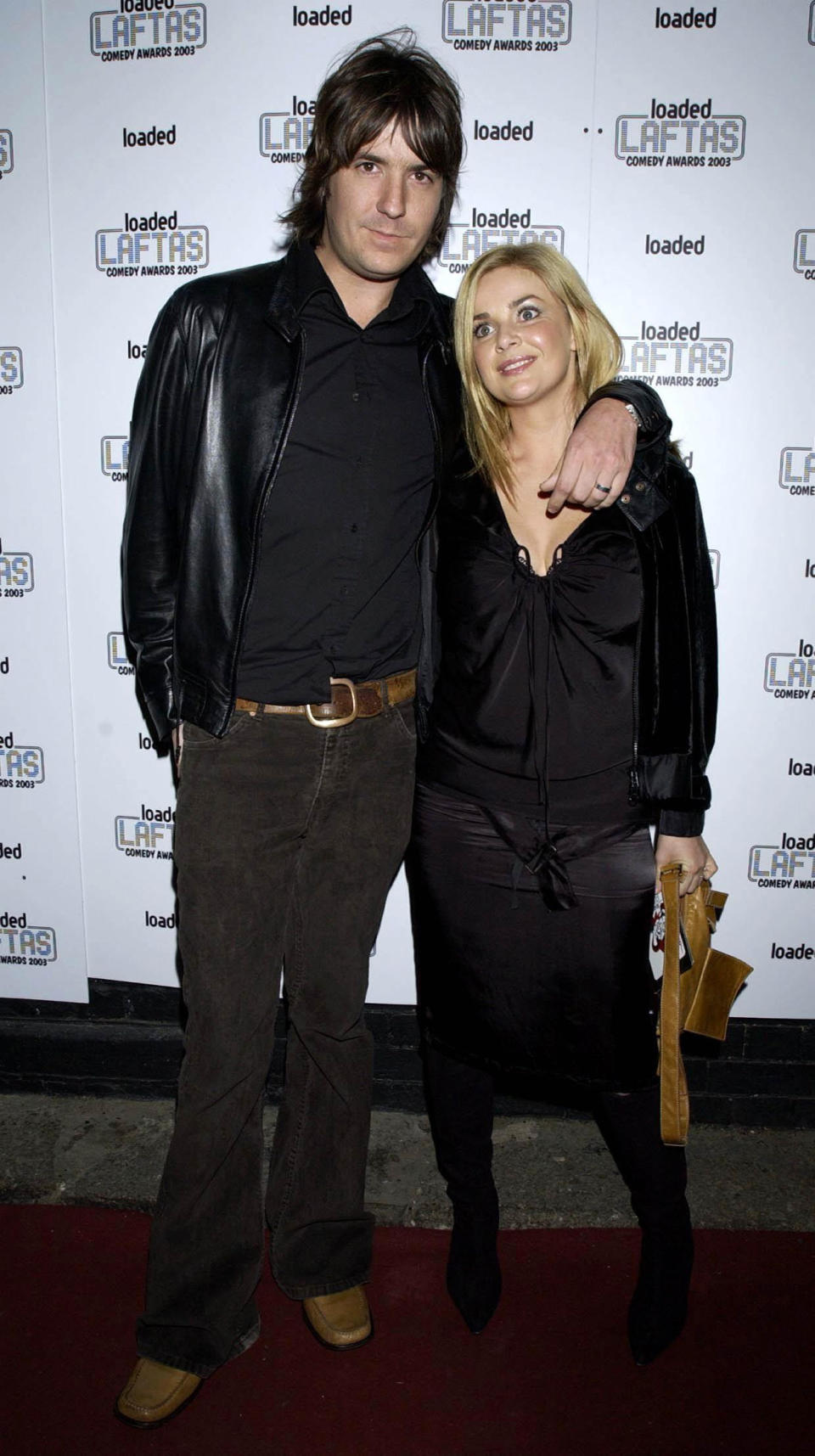 Musician Dan Hipgrave and wife Gail Porter arrive for the Loaded LAFTAS Comedy Awards 2003 at Rouge in Central London.   (Photo by Yui Mok - PA Images/PA Images via Getty Images)