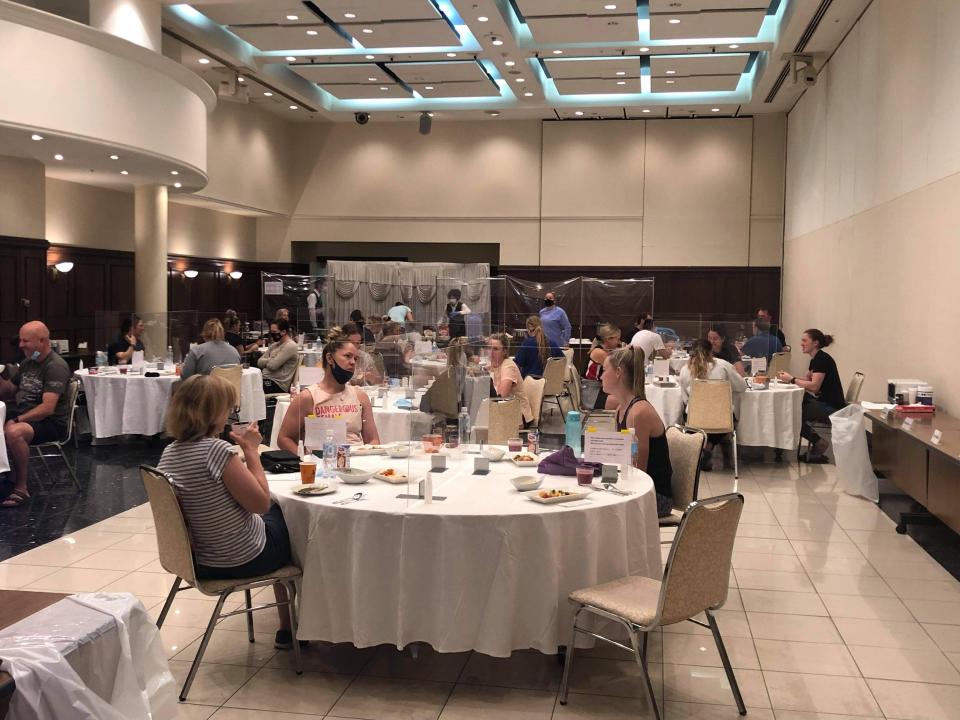 The dining room in the Australian Olympic softball team's hotel in Ota, Japan.<span class="copyright">Photo courtesy of Softball Australia</span>