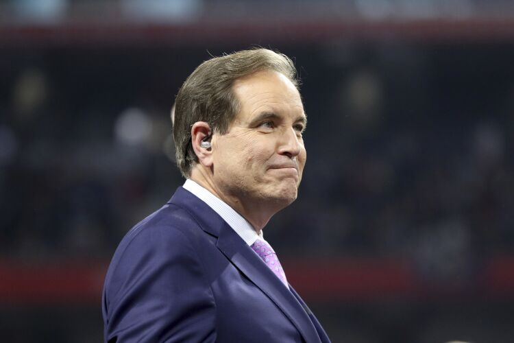 Announcer Jim Nantz is seen after NFL Super Bowl 53, Sunday, February 3, 2019 in Atlanta.