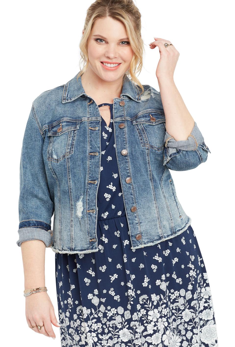 Maurices Fray Hem Cropped Denim Jacket. (Photo: Maurices)