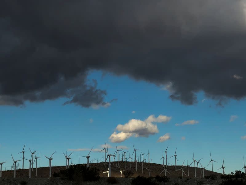 FILE PHOTO: Windmills line a hillside in Palm Springs