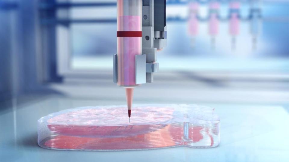 A visualization of the 3D bioprinting process. (Photo: Courtesy of BioLife4D.)