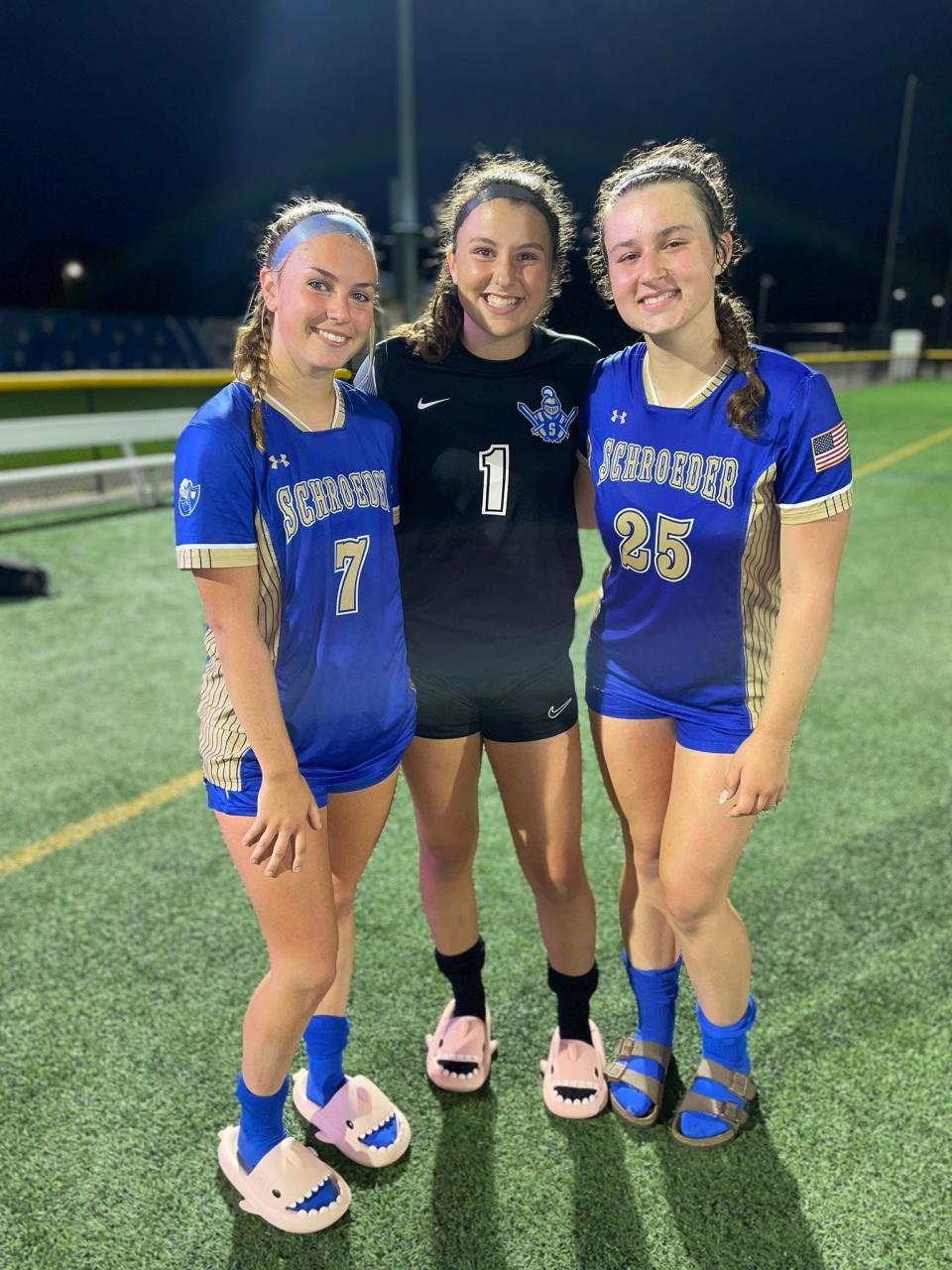 Alyssa Doody, Ellie Ockrin and Sasha Zilist from Webster Schroeder's girls soccer team.