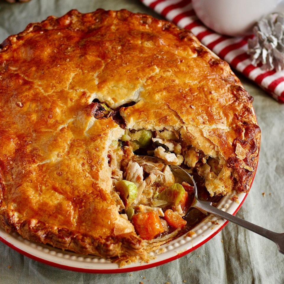 <p>Turkey pie is hands down one of the best things to make if you've got <a href="https://www.delish.com/uk/cooking/recipes/g38159701/christmas-soup/" rel="nofollow noopener" target="_blank" data-ylk="slk:leftover;elm:context_link;itc:0;sec:content-canvas" class="link ">leftover</a> meat. This one is particularly great for a Boxing Day lunch, calling for any leftover veggies you might have and pigs in blankets (if those exist). </p><p>Get the <a href="https://www.delish.com/uk/cooking/recipes/a41584456/turkey-pie/" rel="nofollow noopener" target="_blank" data-ylk="slk:Leftover Turkey Pie;elm:context_link;itc:0;sec:content-canvas" class="link ">Leftover Turkey Pie</a> recipe. </p>