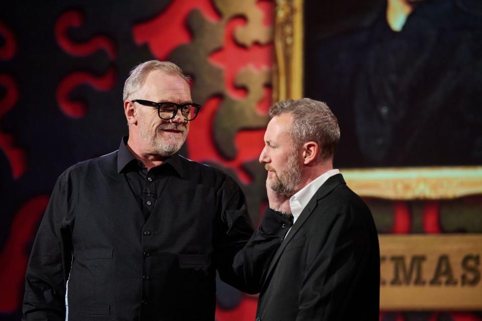 greg davies touching alex hhorne's cheek