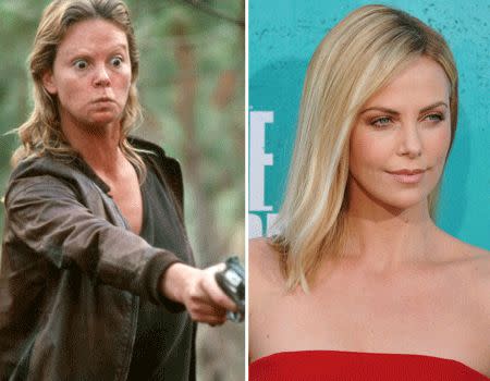 <b>Charlize Theron in "Monster"</b> <br>Based on the true story of America's most infamous femail serial killer, the leggy South African was unrecognisable as Aileen Wuornos. Theron won a stack of awards for her portrayal, including an Oscar, Golden Globe and a SAG award.