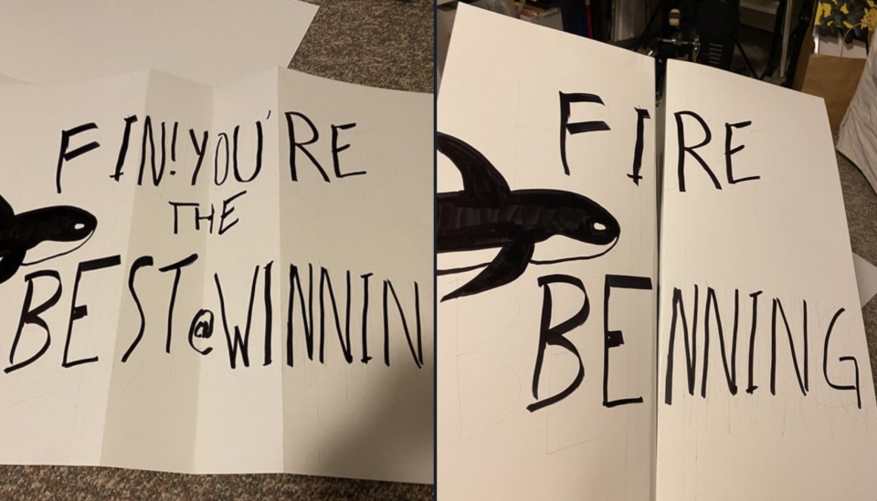 Some fans allegedly had anti-management signs confiscated before 