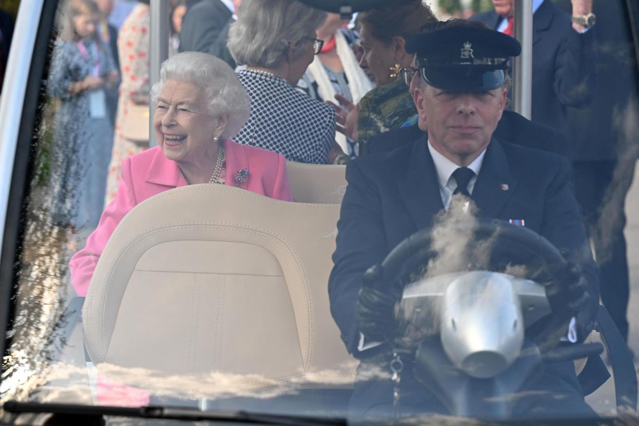 The custom electric vehicle was chauffeur driven. (Getty Images)