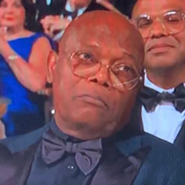 Samuel L. Jackson tras escuchar que no había ganado el premio Tony credit:Bang Showbiz