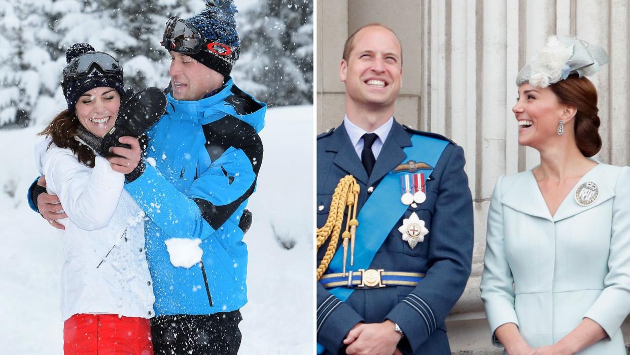  Two photos of Prince William and Kate Middleton. 