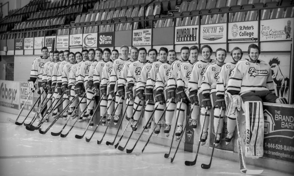 The Humboldt Broncos ice hockey team. Police said 29 people were on the team bus when it crashed on Friday.