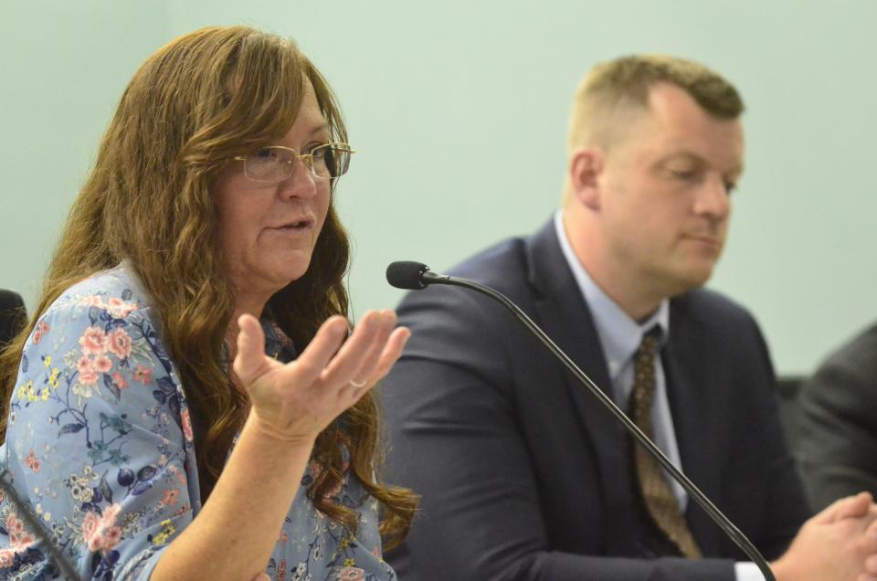 Councilwoman Jane Bumbalough speaks following public comment regarding a proposed housing development off South 37th Street in the east side of Richmond at Monday night's Richmond Common Council meeting, April 15, 2024.