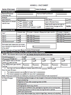 Example of standardised fact sheet. (Screenshot from MAS consultation paper)