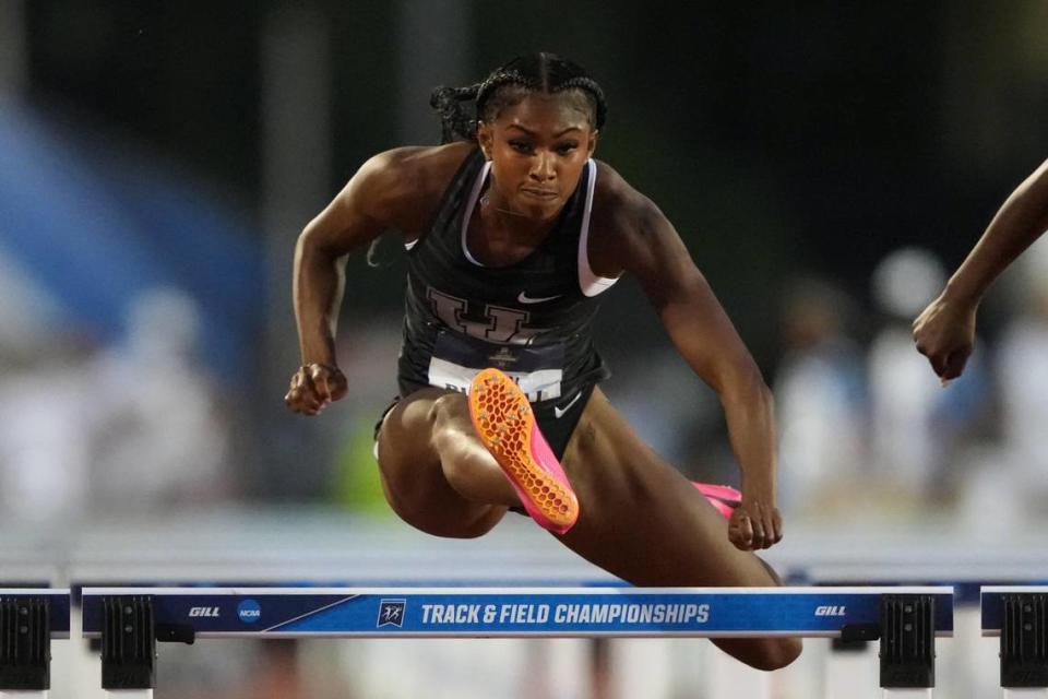 Kentucky Wildcats track star Masai Russell had a hand in 27 of the 28 points UK scored in finishing sixth as a team in the 2023 NCAA Outdoor Track and Field Championships in Austin, Texas. Kirby Lee/USA TODAY NETWORK