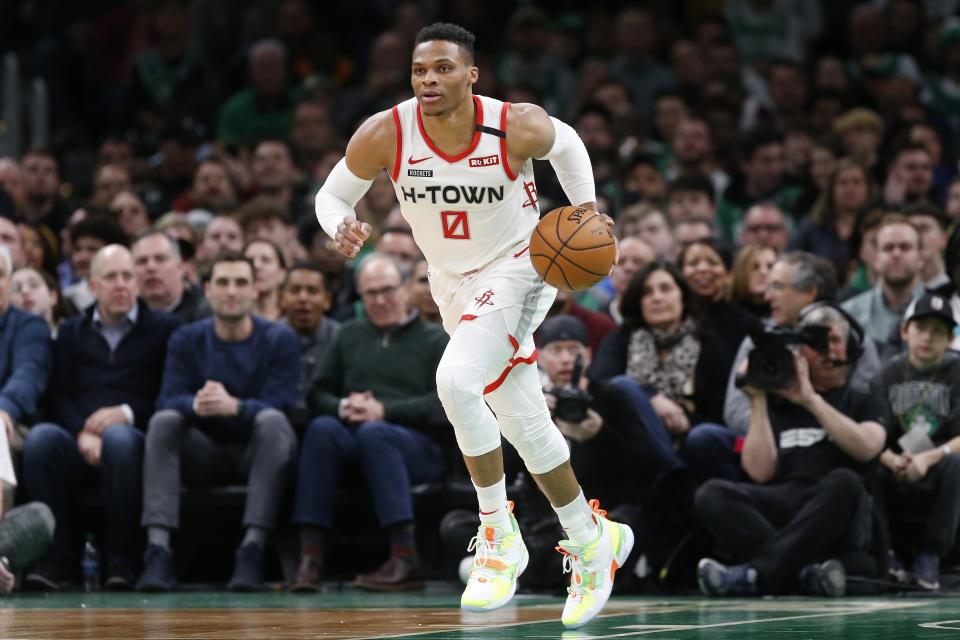 Russell Westbrook。（AP Photo/Michael Dwyer）