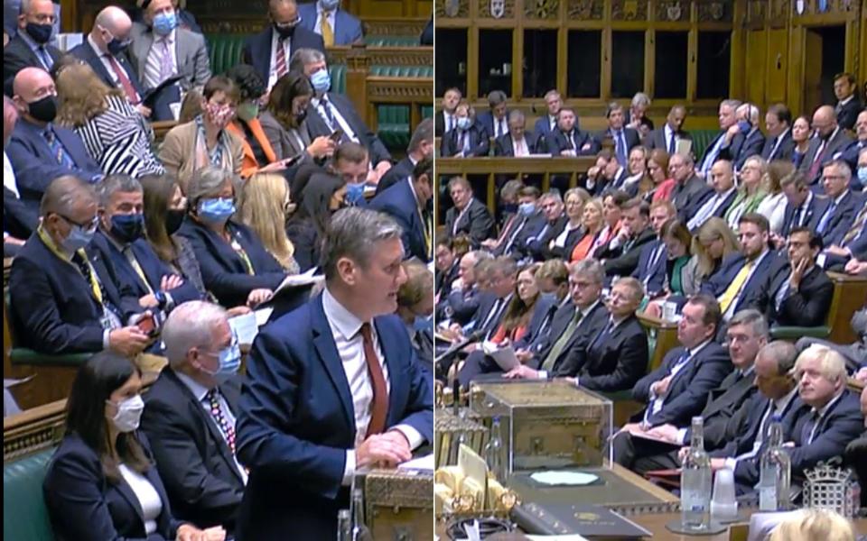 Masking up appeared to go political in August when most Labour MPs covered their faces, while the majority of Tories did not - Parliament TV