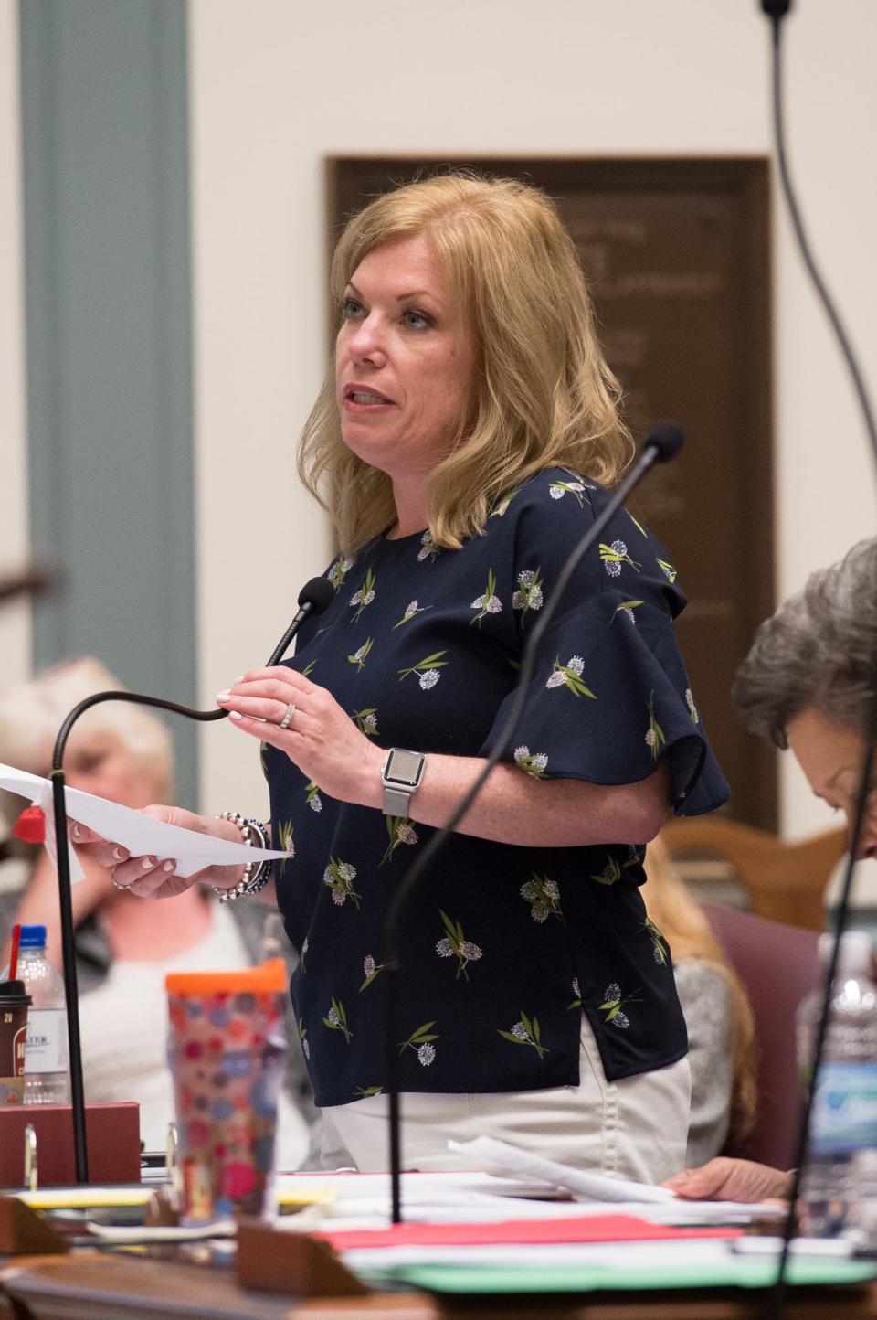 Nicole Poore, D-New Castle during session in the senate chambers at Legislative Hall in Dover.