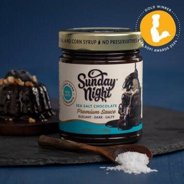 Sunday Night Sea Salt Chocolate Premium Dessert Sauce won a Sofi Gold Award, known as the "Oscars" of the specialty food industry, from the Specialty Food Association.