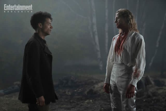 <p>Larry Horricks/AMC</p> Jacob Anderson as Louis De Point Du Lac and Sam Reid as Lestat De Lioncourt