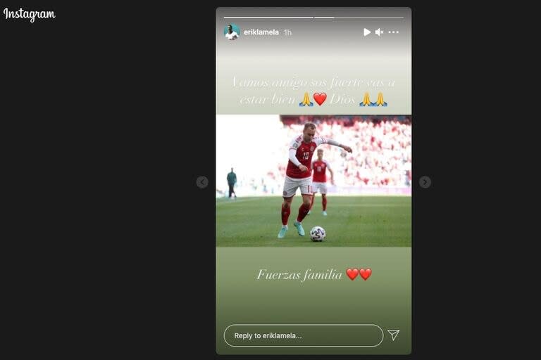 Publicación en el Instagram de Erik Lamela