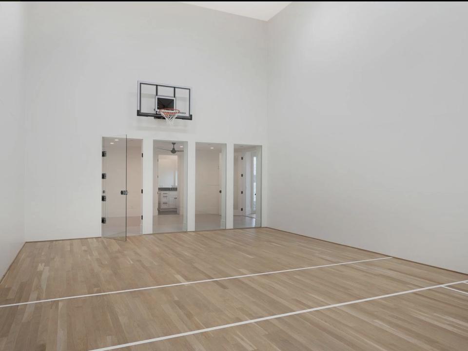 An indoor basketball court