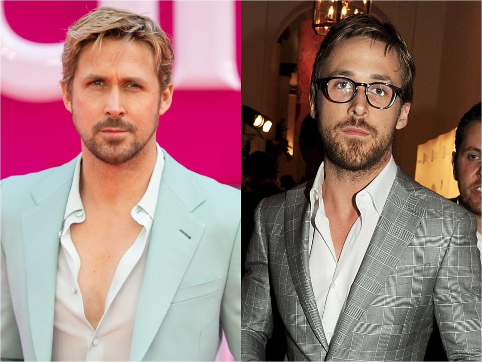 ryan gosling glasses and no glasses