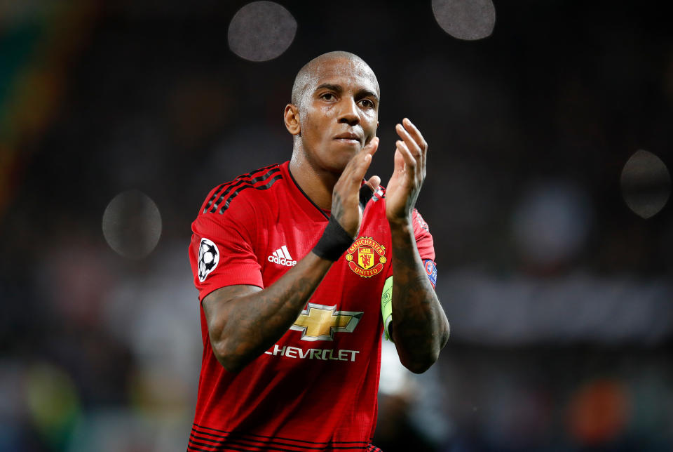 Manchester United’s Ashley Young is reportedly in contract talks with the club (Martin Rickett/PA)