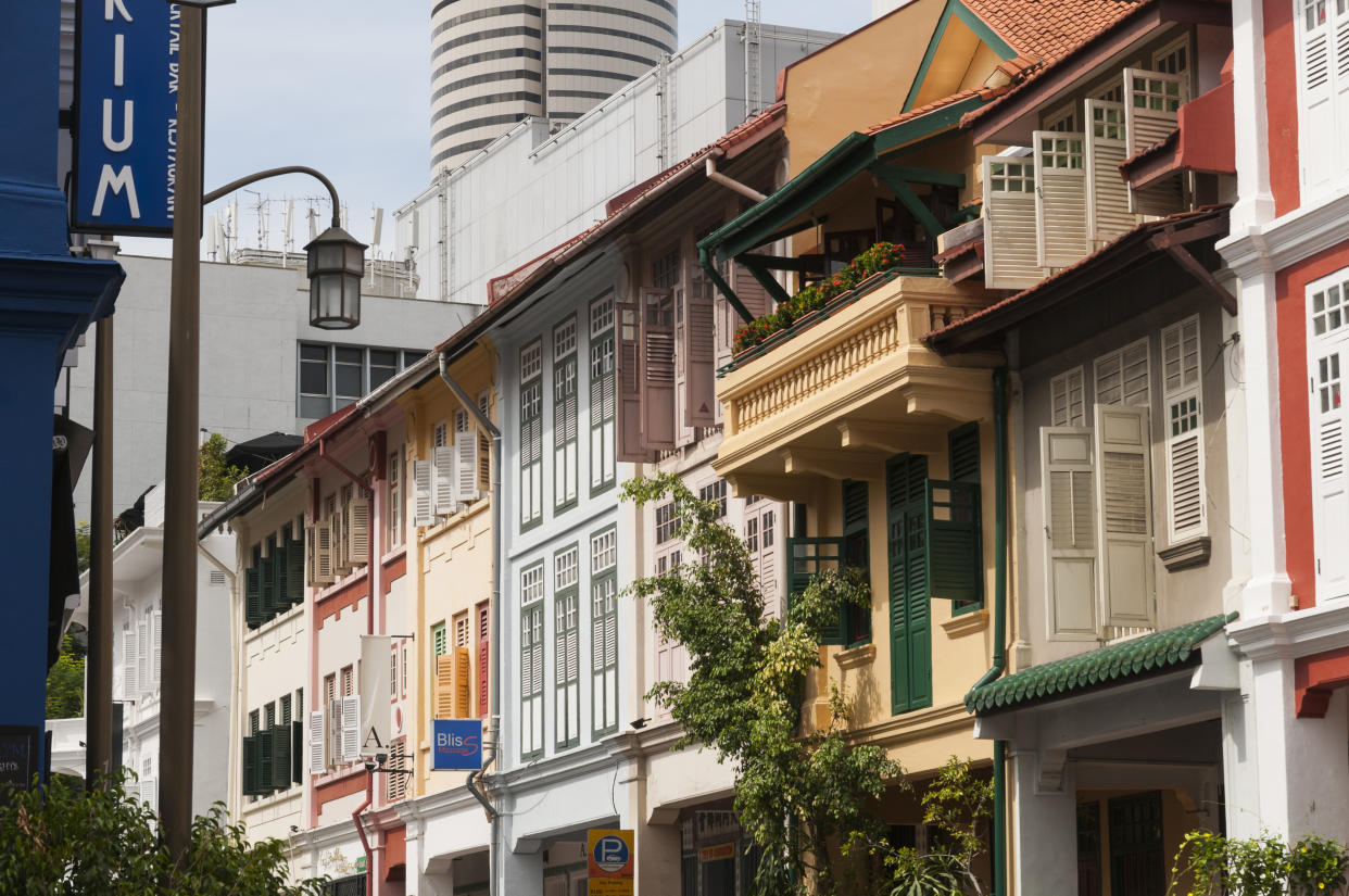 Shophouses in Chinatown in Singapore, illustrating a story on foreigners buying property in Singapore.