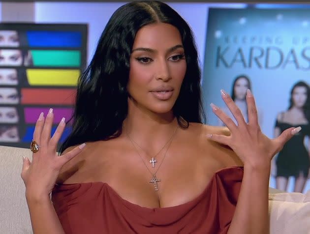 Kim Kardashian opened up about her marriage to Kanye West during the family's sit down with Andy Cohen. (Photo: E!)