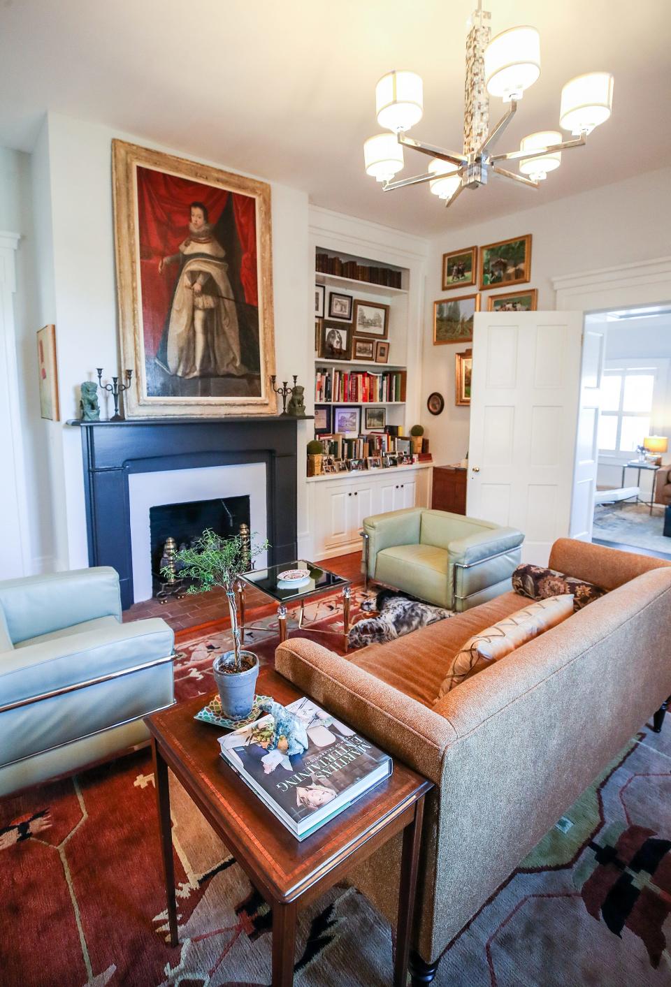 Library in the home of Don Wenzel & Ron Darnell in eastern Jefferson County. This Federal Georgian house was built in 1845 and sits on a 14-acre property with the original Edward Tyler stone house, circa 1783; a stone spring house from the late 1700s; a pond; a barn; a 1700s stone outdoor fireplace area; and a garage complex. It is listed on the National Register of Historic Places.