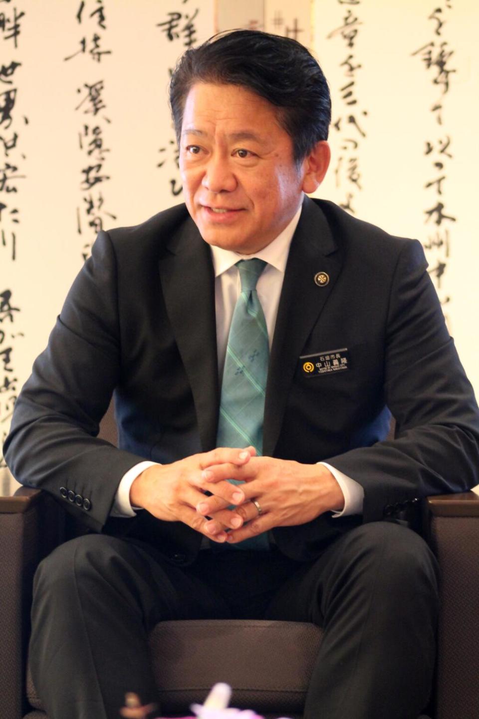 Ishigaki mayor Yoshitaka Nakayama at his office.