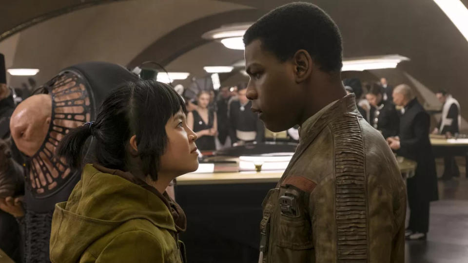 Kelly Marie Tran and John Boyega in 'Star Wars: The Last Jedi'. (Credit: Disney)