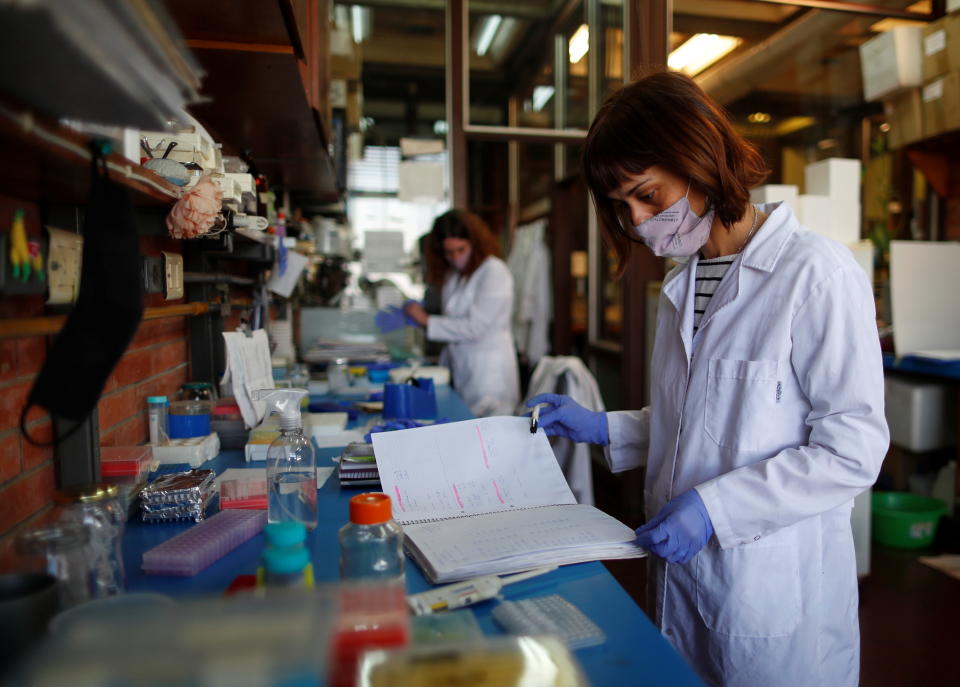 Silvina Sonzogni, investigadora miembro del CONICET (Consejo Nacional de Investigaciones Científicas y Técnicas), trabaja en el laboratorio de Neurogenética de la Universidad de Buenos Aires, en Buenos Aires, Argentina 13 de mayo de 2021. REUTERS/Agustin Marcarian