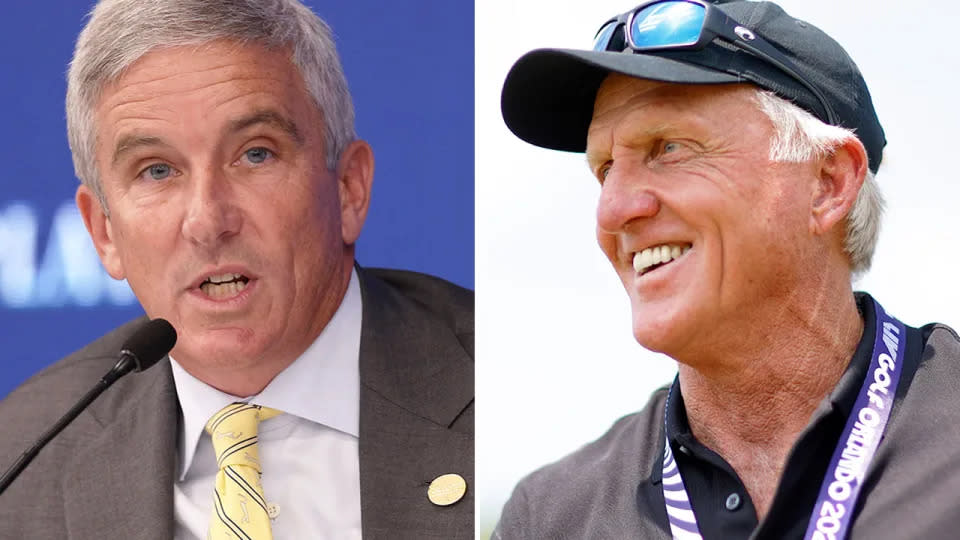 PGA Tour Commissioner Jay Monahan is the CEO of golf's new entity, with LIV CEO Greg Norman's role unclear. Pic: Getty
