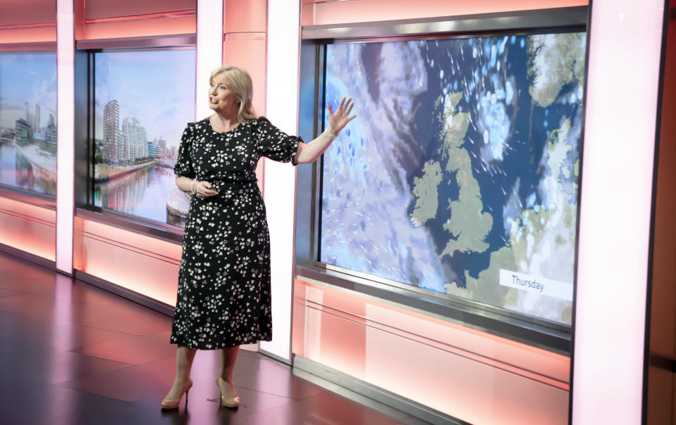 Weather presenter Carol Kirkwood on BBC Breakfast. (Getty)