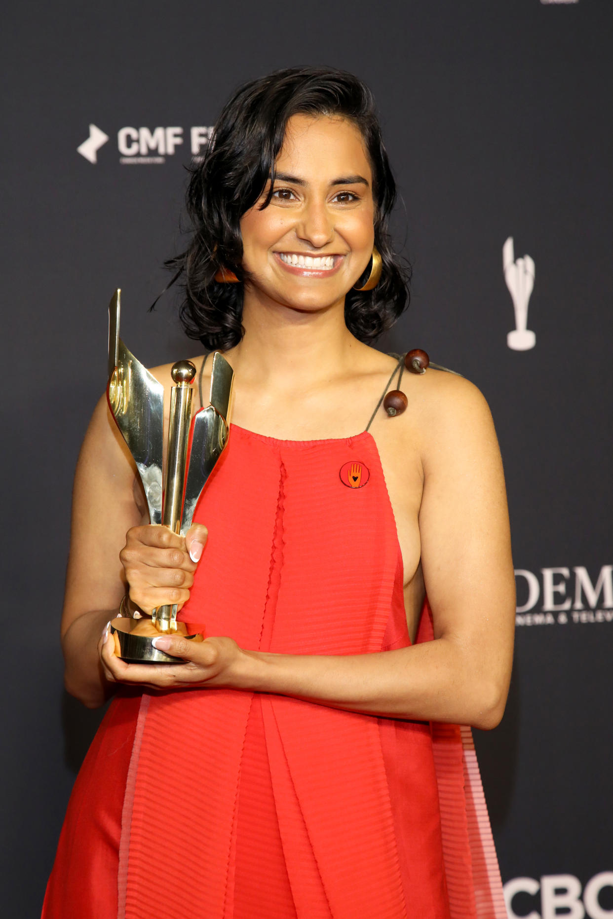 TORONTO, ONTARIO - MAY 31: Amrit Kaur poses with the Performance in a Leading Role, Drama, Award during the 2024 Canadian Screen Awards at CBC Broadcast Centre on May 31, 2024 in Toronto, Ontario.  (Photo by Jeremy Chan/Getty Images)
