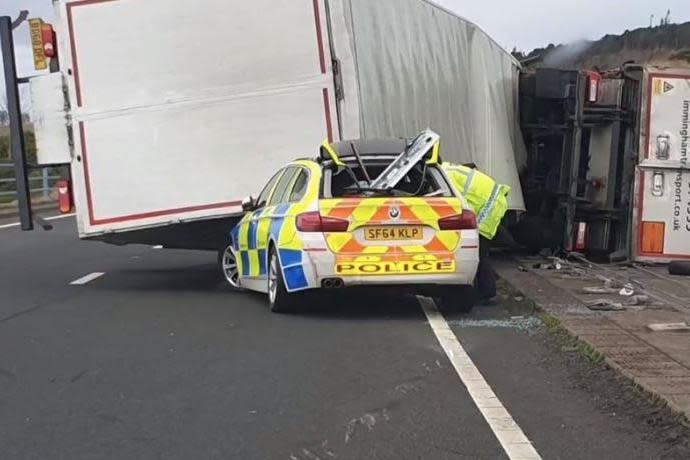 The incident happened on a bridge on the A1 near East Linton, East Lothian, at around 10.15am on Tuesday morning: Police Scotland