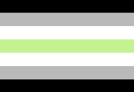 <p>According to <a href="https://www.lexico.com/en/definition/agender" rel="nofollow noopener" target="_blank" data-ylk="slk:Oxford Dictionary;elm:context_link;itc:0;sec:content-canvas" class="link ">Oxford Dictionary</a>, someone who is agender doesn't identify with any gender. This pride flag was created in 2014 by Salem X according to <a href="https://outrightinternational.org/content/flags-lgbtiq-community?gclid=CjwKCAjwqpP2BRBTEiwAfpiD-wxjLzKOUoPHCMJDDOXWqYw-a2SHEJAzRZkRkC-Ioo36GHlnIfnNFRoCr1oQAvD_BwE" rel="nofollow noopener" target="_blank" data-ylk="slk:OutRight Action International;elm:context_link;itc:0;sec:content-canvas" class="link ">OutRight Action International</a>. </p><p> Black and white: Represent an absence of gender</p><p>Gray: Semi-genderlessness</p><p>Green: Non-binary genders</p>